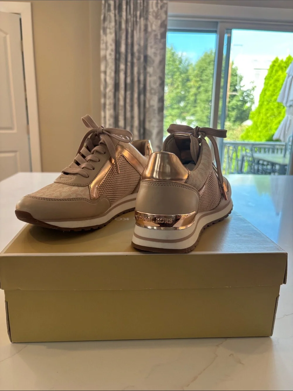 Michael Kors Blush Pink Metallic Accent Sneakers for Women